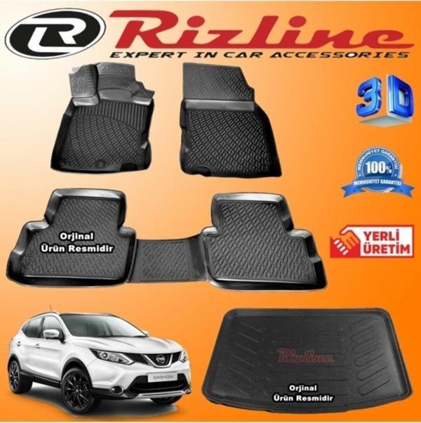 Rizline Nissan Qashqai 2014-2020 3d Havuzlu Papsas Ve Bagaj Havuzu Set - Image 1