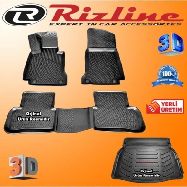 Rizline Mercedes W205 C200 3d Paspas + 3d Rampalı Bagaj Havuzu 2014-2020 Arası Siyah Set - Image 1