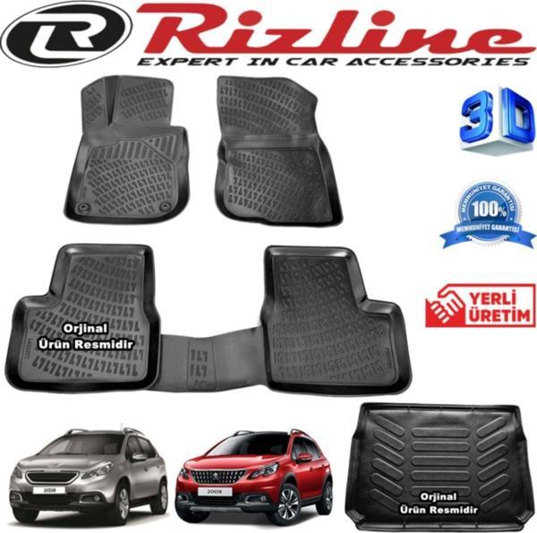 Rizline Peugeot 2008 3d Paspas + 3d Bagaj Havuzu 2013-2019 Arası Siyah - Image 1