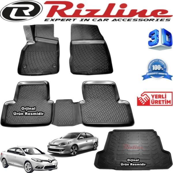 Rizline Renault Fluence 3d Paspas + 3d Bagaj Havuzu 2009-2018 Arası Siyah Set - Image 1