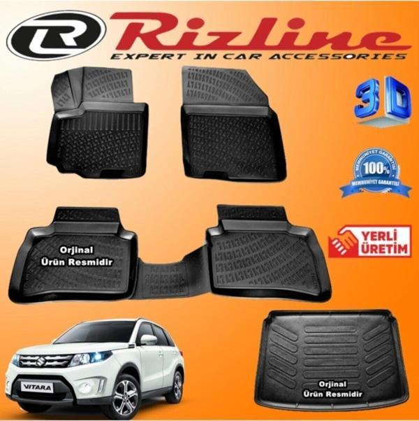 Rizline Suzuki Vitara 3d Paspas + 3d Bagaj Havuzu 2015 - 2020 Arası Siyah Set - Image 1