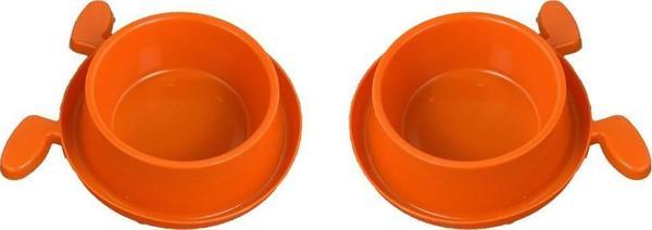 Miapet 2'li Plastik Köpek Kulaklı Mama ve Su Kabı Seti 400 Ml Turuncu - Image 1