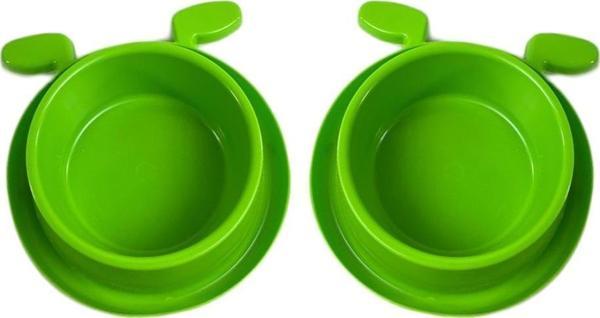 Miapet 2'li Plastik Köpek Kulaklı Mama ve Su Kabı Seti 400 Ml Yeşil - Image 1
