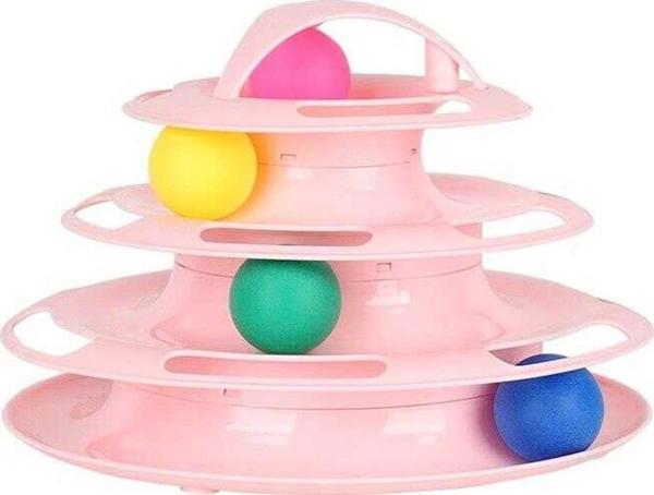 Miapet Tower of Tracks 4 Katlı Yuvarlak Kedi Oyuncağı 24 x 13 Cm Pembe - Image 1
