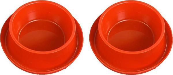 Miapet 2'li Kedi-Köpek Plastik Mama Ve Su Kabı Seti 400 Ml Kırmızı - Image 1