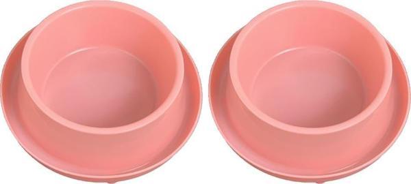 Miapet 2'li Kedi-Köpek Plastik Mama Ve Su Kabı Seti 400 Ml Pembe - Image 1