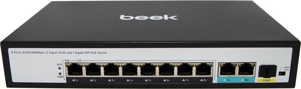 8 Ports 10/100/1000Mbps PoE Switch with 2Gigabit RJ45 and 1G SFP Uplink - Image 1