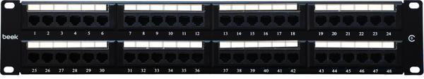 Beek 48 Port Cat6 UTP Patch Panel, 8P8C, Altın Kontak, LSA, 2U, zırhsız/unshielded, kablo tutuculu&l - Image 1