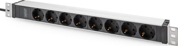 Digitus 1U Aluminyum PDU, 19&quot; Rack Kabine Monte Edilebilir, 8 x priz çıkışlı, 2 metre güç kablo - Image 1