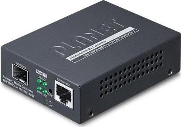 10/100/1000BASE-T to 100/1000BASE-X SFP Managed Media Converter - Image 1