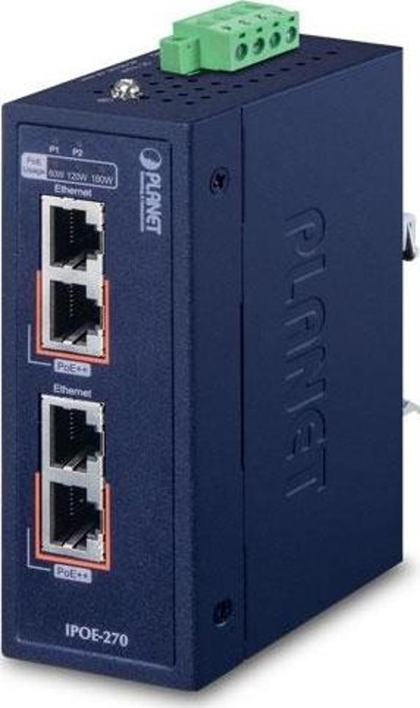 Endüstriyel Injector Hub (Industrial 2-port Multi-Gigabit 802.3bt PoE++ Injector Hub)&lt;br&gt;2 x 1 - Image 1