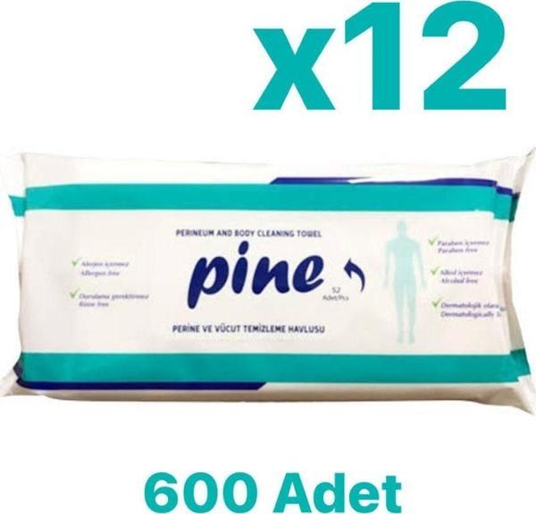 Pine Alkolsüz Hasta Perine Ve Vücut Temizleme Havlusu 50'Li X 12 Paket - Image 1