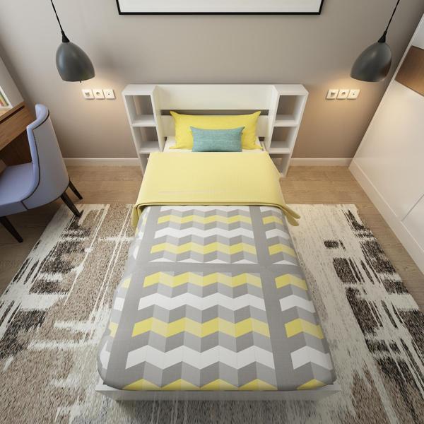 Arnetti Smart Karyola Tek Kişilik Başlıklı Raflı 90x190 Yatak Uyumlu Beyaz - Image 1