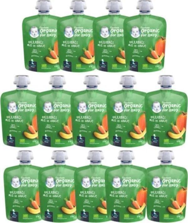 Gerber Organik Balkabağı, Muz ve Havuçlu Püresi 90 gr 14 Adet - Image 1