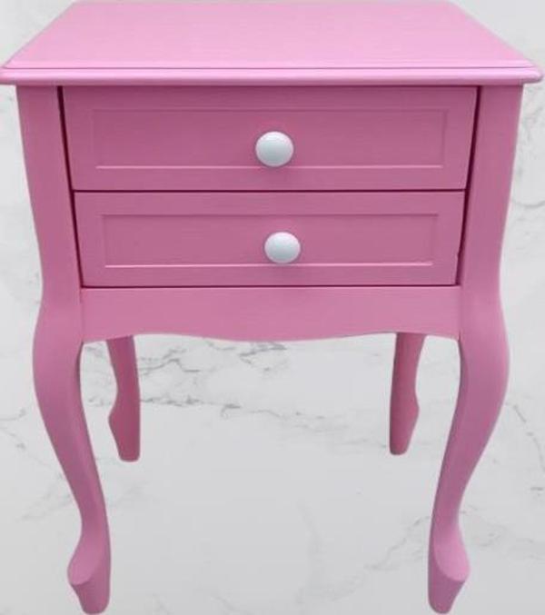 Komodin 90359Model Klasik Kayın Aslan Ayak Parlak Pembe Lake Çift Çekmece El Yapım - Image 1