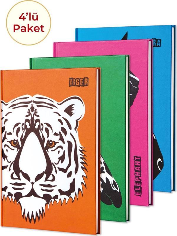 4'lü Defter Seti Hayvan Figürlü Dokulu A5 - Image 1