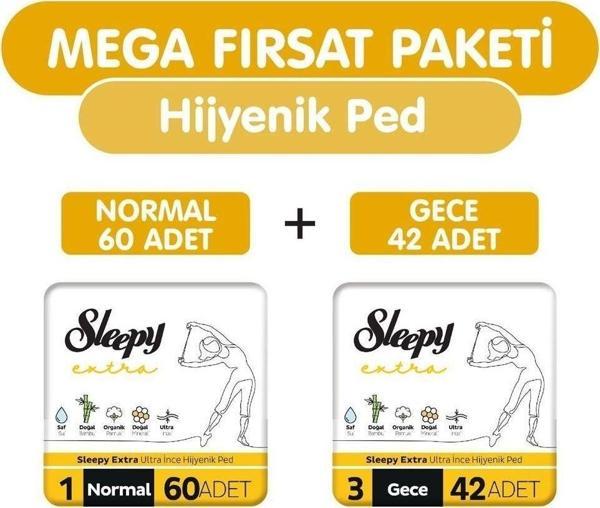 Sleepy Extra Ultra Ince Hijyenik Ped 102 Adet Ped Mega Fırsat Paketi - Image 1