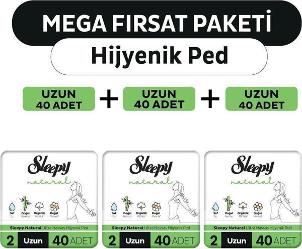Sleepy Natural Ultra Hassas Hijyenik Ped Mega Fırsat Paketi Uzun 120 Adet - Image 1