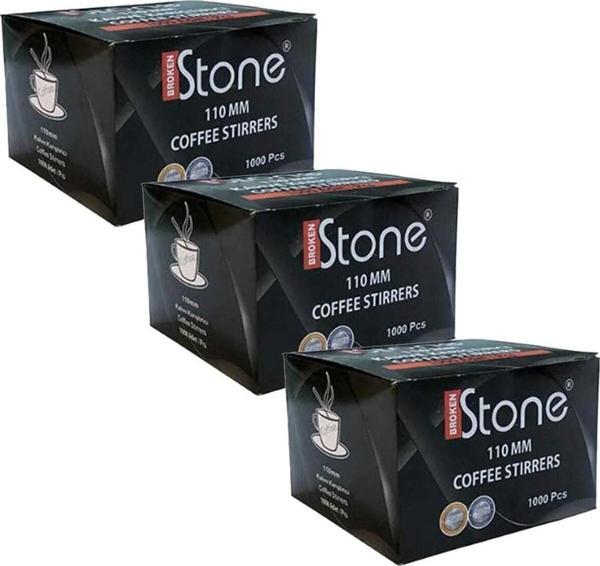 Stone Çay Kahve Ahşap Tahta Karıştırıcı 11 cm 1000'li 3 Paket - Image 1