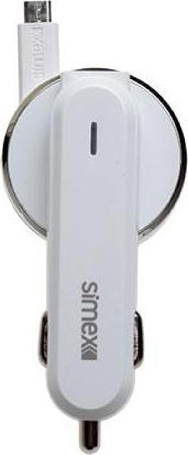 Simex Micro 3.1 mAh Makaralı USB' li Araç İçi Şarj Cihazı Beyaz SPA-01 - Image 1