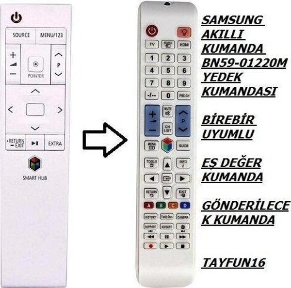 SAMSUNG AKILLI KUMANDA BN59-01220M BEYAZ YEDEK KUMANDA - Image 1