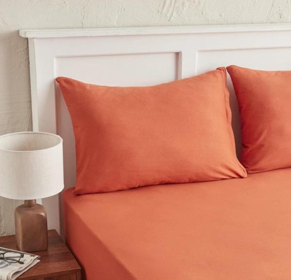 Karaca Home Motto Penye Tek Kişilik Fitted Çarşaf 100x200+30 cm Turuncu - Image 1