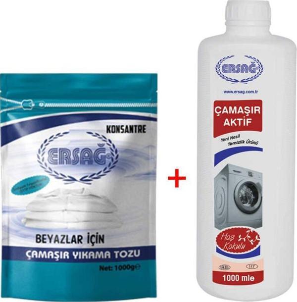 Ersağ Beyaz Çamaşır Yıkama Tozu 1000 G + Çamaşır Aktif 1000 Ml. - Image 1