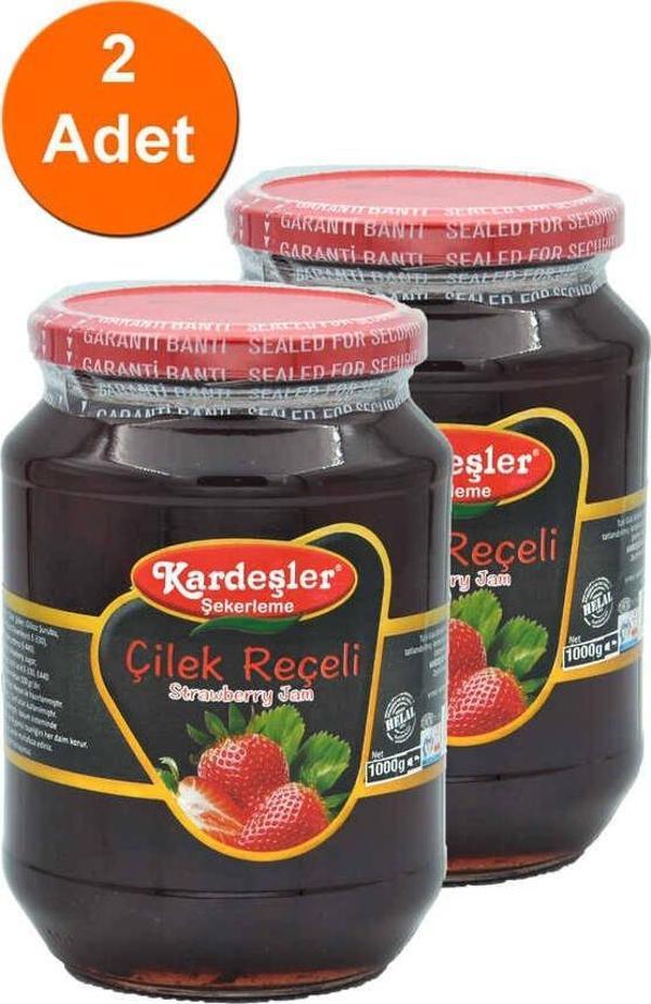 Kardeşler Şekerleme Çilek Reçeli Cam Kavanoz 1000 G x 2 Adet - Image 1