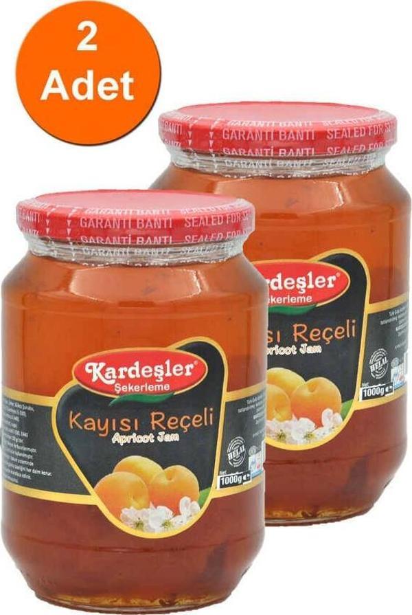 Kardeşler Şekerleme Kayısı Reçeli Cam Kavanoz 1000 G x 2 Adet - Image 1