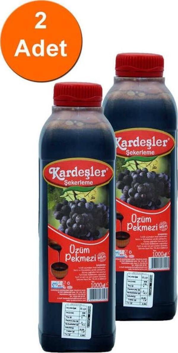 Kardeşler Şekerleme Üzüm Pekmezi (%100 Üzüm) Bidon 1000 G x 2 Adet - Image 1