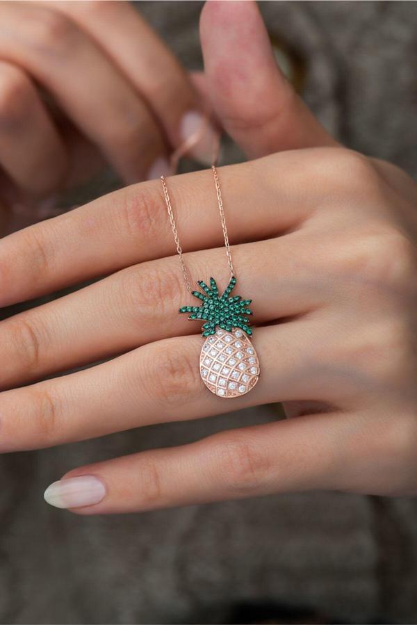 925 Ayar Ananas Kadın Gümüş Kolye - Image 1