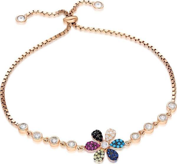 925 Ayar Asansörlü Renkli Çiçek Bileklik Kadın Gümüş Bileklik  - Image 1