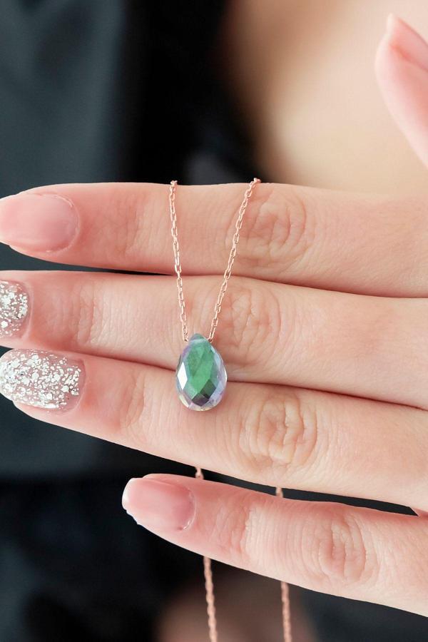 925 Ayar Damla Mistik Topaz Taşlı Kadın Gümüş Kolye - Image 1