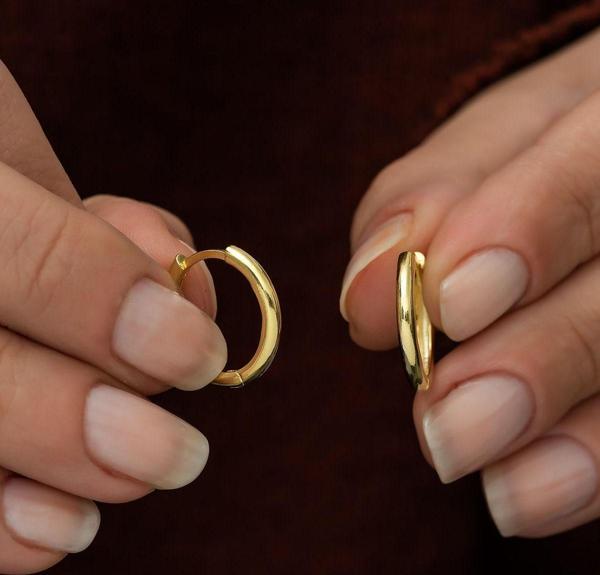 925 Ayar Gold 15 mm Halka Küpe Kadın Gümüş Küpe - Image 1