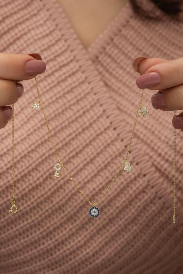 925 Ayar Gold Şans Kolyesi Kadın Gümüş Kolye - Image 1