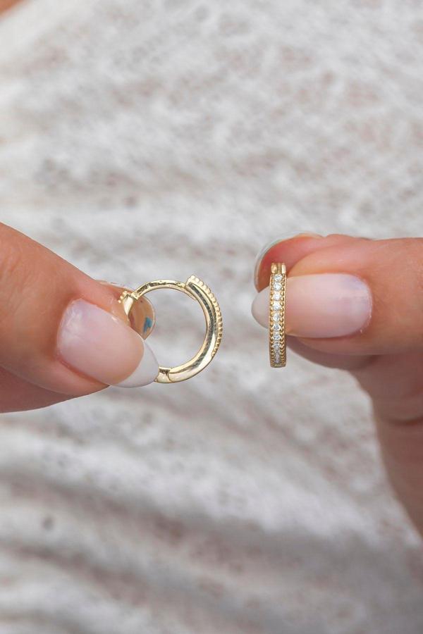 925 Ayar Gümüş Gold 15 mm Tamtur Halka Küpe - Image 1