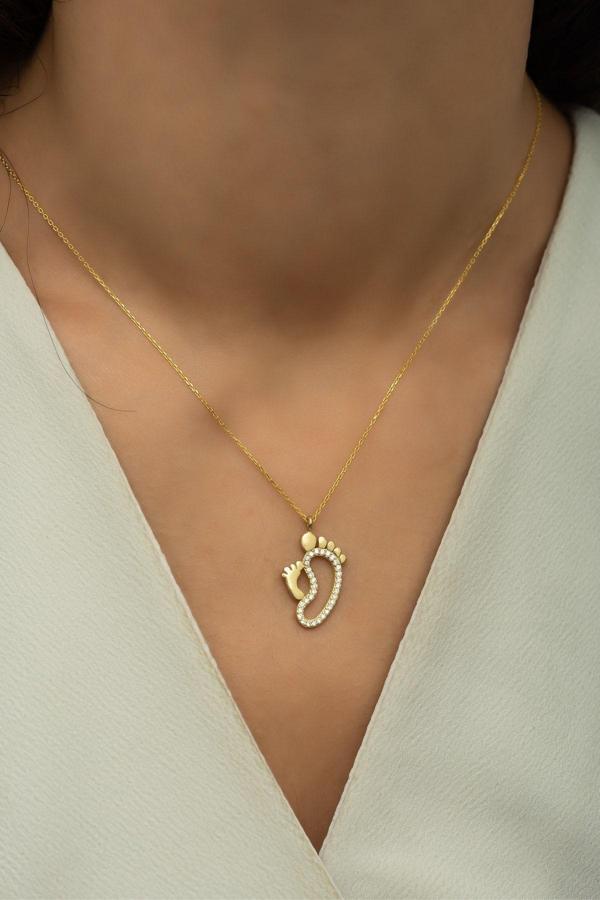 925 Ayar Gümüş Gold Ayakizi Kolye - Image 1