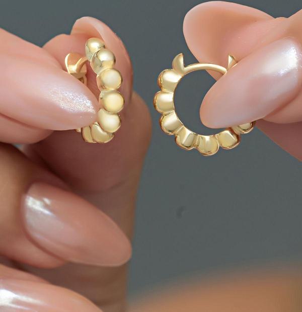 925 Ayar Gümüş Gold Kaplama Toplu 15 mm Halka Küpe - Image 1