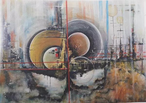 Himarry Soyut Gezegenler isimli orjinal akrilik tablo 180x130 cm - Image 1