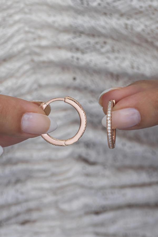 925 Ayar Gümüş Rose 20 mm Tamtur Halka Küpe - Image 1