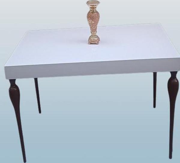 Orta Sehpa 90363 Demonto Kayın Tombul Yüksek Ayak Beyaz Geniş Tablo El Yapım - Image 1