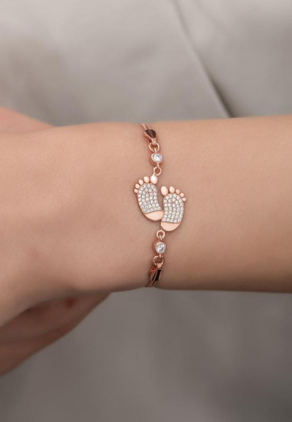 925 Ayar Gümüş Rose Zirkon Taşlı Ayakizi Bileklik - Image 1