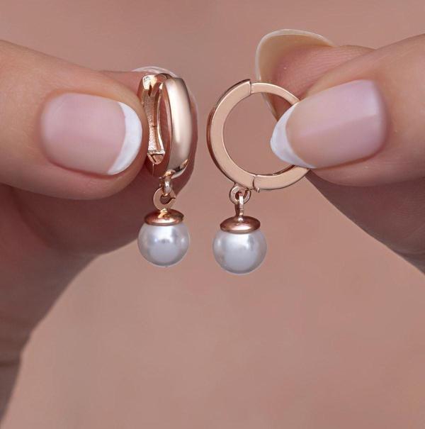 925 Ayar Gümüş Sallantılı 10 mm Tamtur İnci Model Küpe - Image 1
