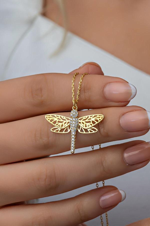 925 Ayar Gümüş Zirkon Taşlı Gold Yusufcuk Kolye - Image 1