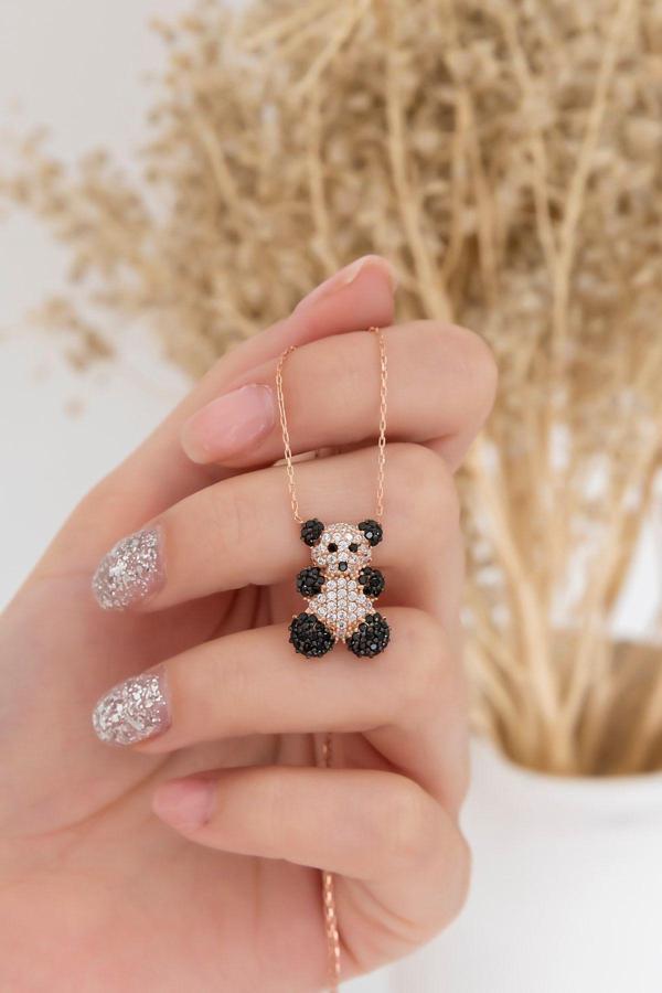925 Ayar Panda Kolye Kadın Gümüş Kolye - Image 1