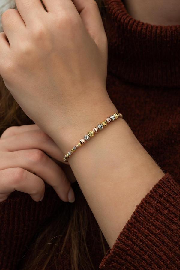 925 Ayar Renkli Dorika Bileklik Kadın Gümüş Bileklik - Image 1