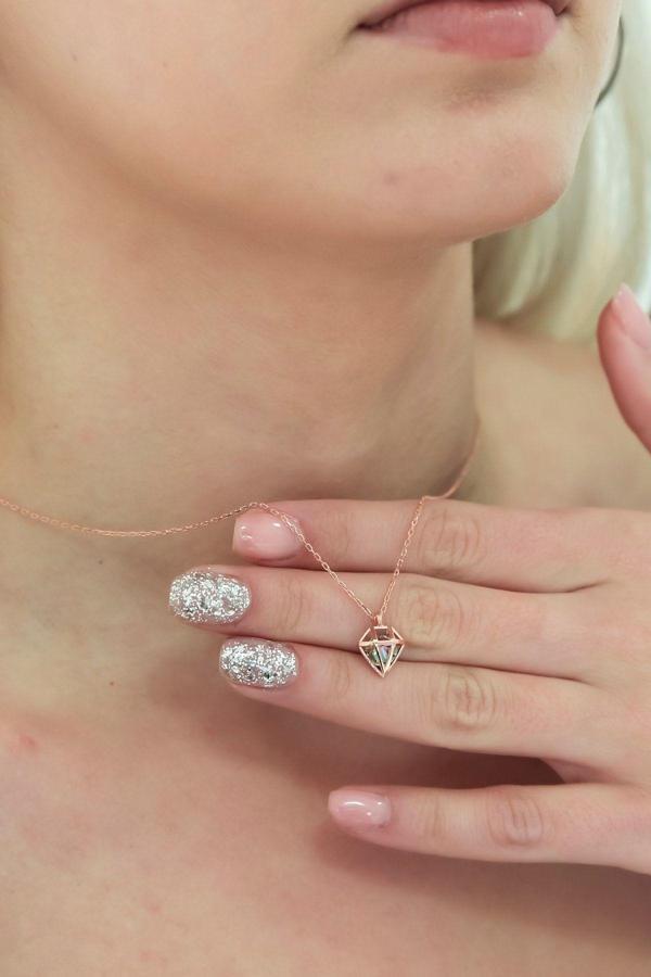 925 Ayar Şık Tasarım Mistik Topaz Taşlı Kolye Kadın Gümüş Kolye - Image 1