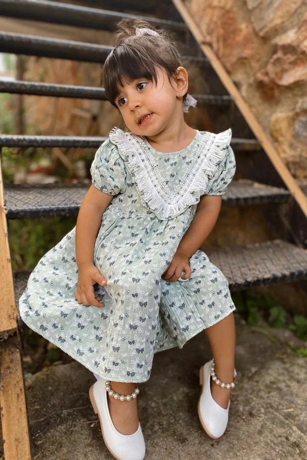 Yazlık Elbise Kısa Kollu Kız Çocuk Elbise Bebek Giyim Kız Bebek Elbise - Image 1