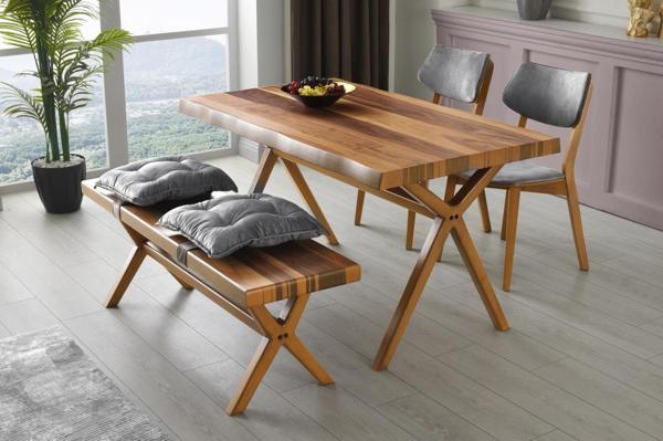 Sivas Gözde Mobilya Drina Banklı 2 Sandalyeli Masa Takımı 80x140 - Image 1