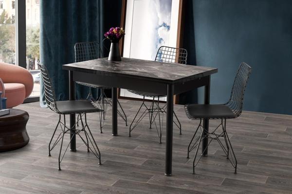 Sivas Gözde Mobilya Ekonomik Smart Mermer Desen Mutfak Masa Sandalye Takımı 70x110 cm - Image 1